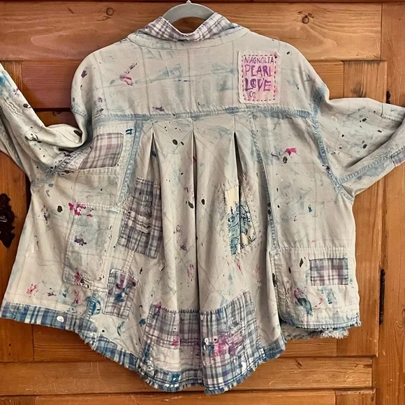 Magnolia Pearl Pastel, patchwork cropped shirt - Picture 2 of 7